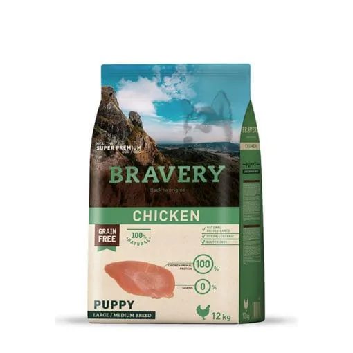 Bravery Chicken Puppy Large/Medium Breeds 12Kg