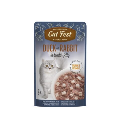 Cat Fest Pouch Pato Con Conejo 70Gr