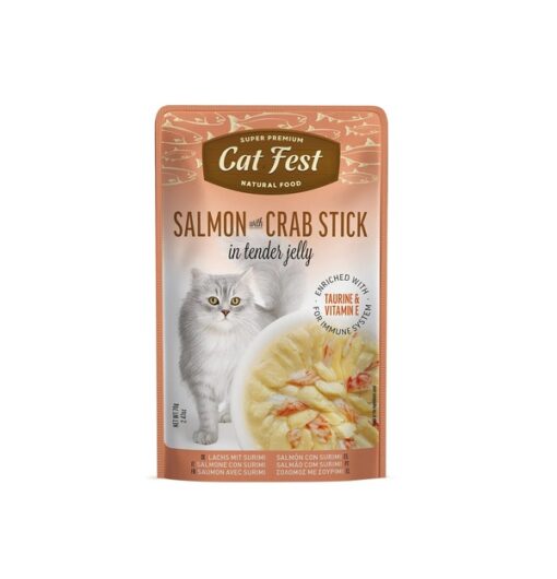 Cat Fest Pouch Salmon Con Palitos De Cangrejo 70Gr